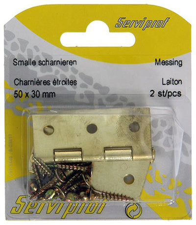 Mack 1013338 - 2 charnières étroites laiton h 50 x l 30 mm | 5 pièces