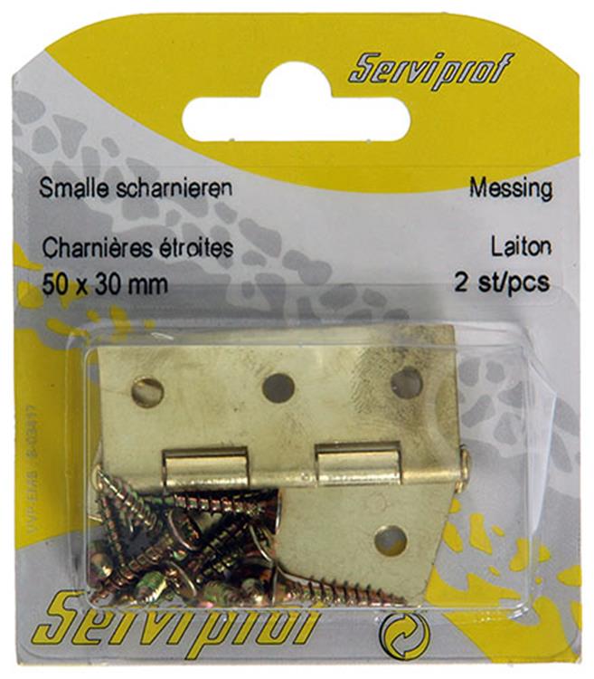 Mack 1013338 - 2 charnières étroites laiton h 50 x l 30 mm | 5 pièces
