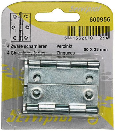 Mack 1013250 - 4 charnières lourdes galvanisées h 50 x l 38 mm | 5 pièces