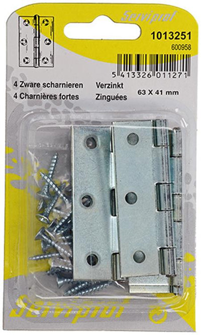 Mack 1013251 - 4 charnières lourdes galvanisées h 63 x l 41 mm | 5 pièces