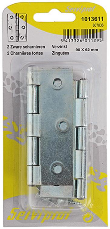 Mack 1013611 - 2 charnières lourdes galvanisées h 90 x l 62 mm | 5 pièces