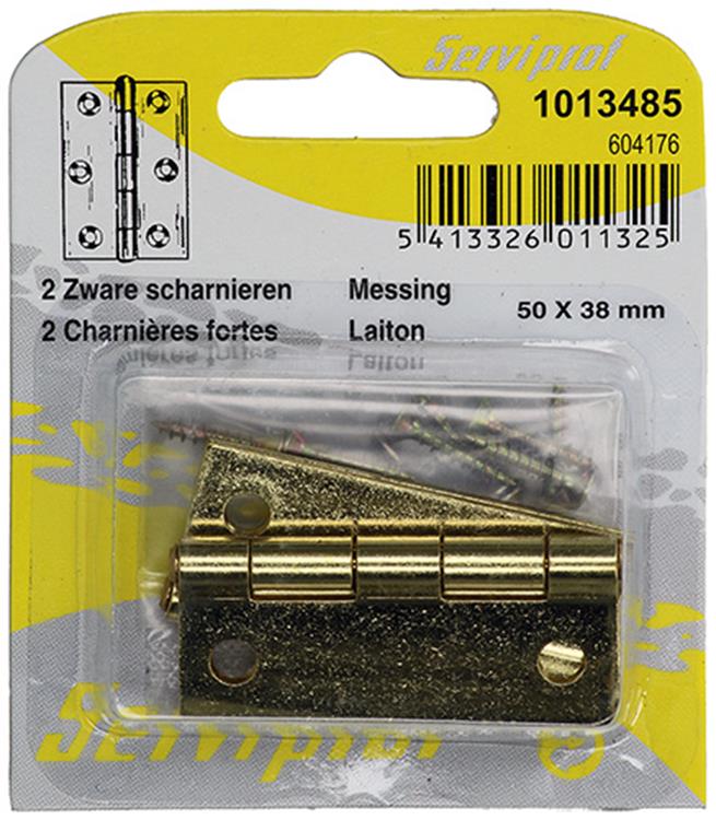 Mack 1013485 - 2 charnières laitonnées h 50 x l 38 mm | 5 pièces