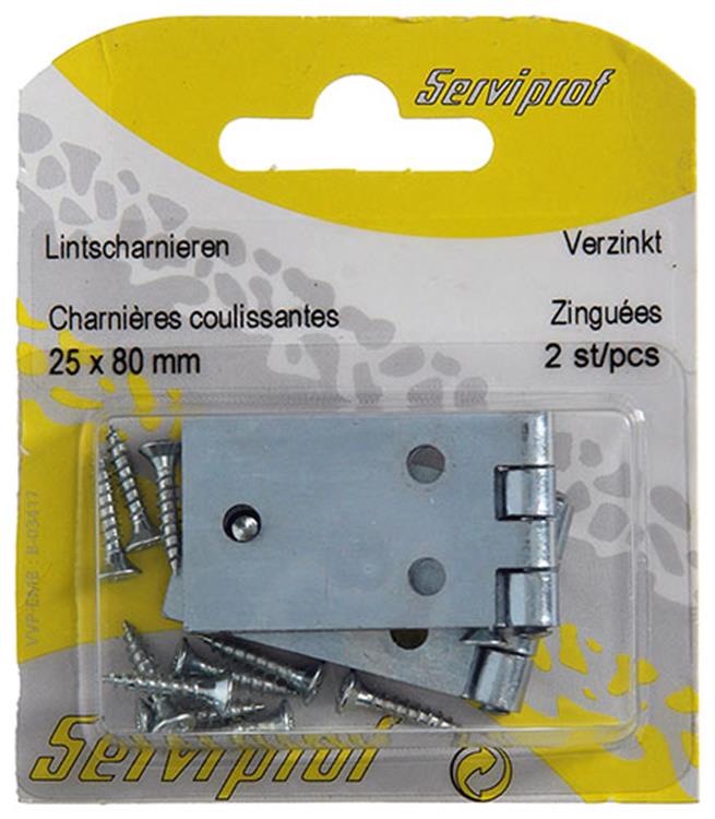 Mack 1013481 - 2 charnières à ruban galvanisé h 25 x l 80 mm | 5 pièces