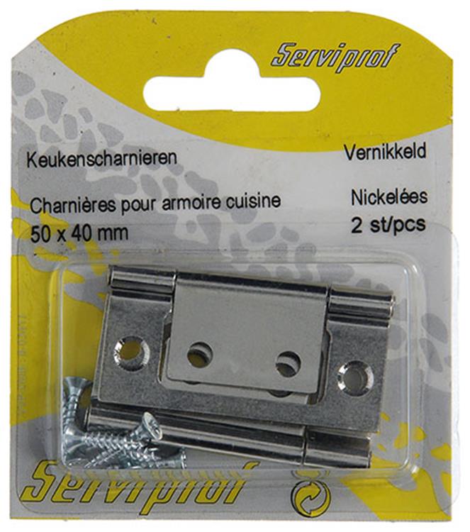 Mack 1013560 - 2 charnières pour porte pliante nickelées h 50 x l 40 mm | 5 pièces