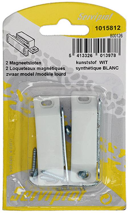 Mack 1015812 - 2 serrures magnétiques, modèle lourd, plastique blanc | 10 pièces