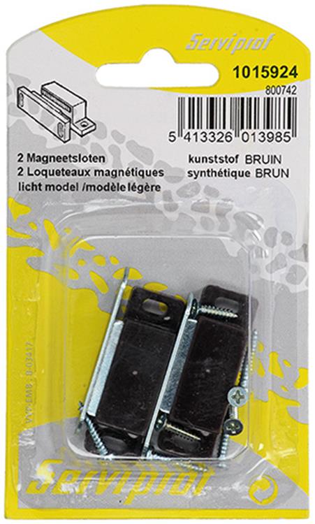 Mack 1015924 - 2 serrures magnétiques, modèle léger, plastique marron | 10 pièces