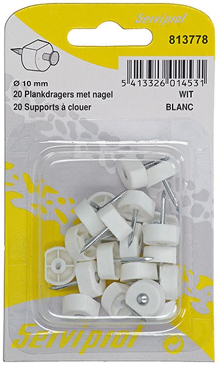 Mack 1017027 - 20 supports d'étagère avec clou blanc | 5 pièces