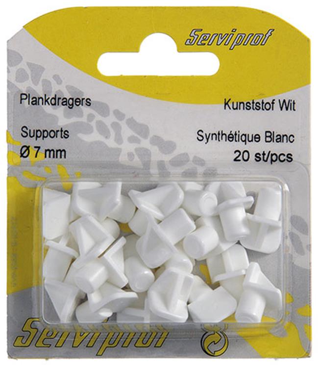 Mack 1015839 - 20 équerres d'étagère plastique blanc ø 7 mm | 10 pièces