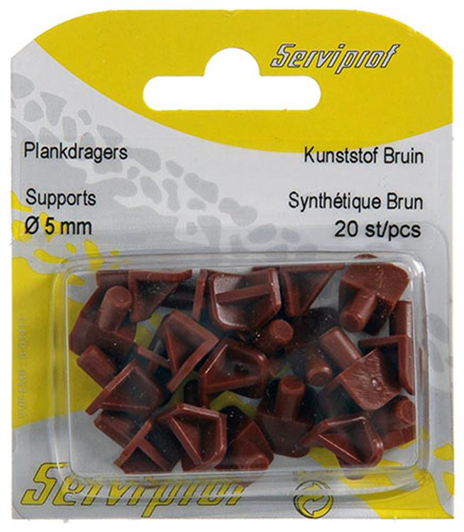 Mack 1015840 - 20 équerres d'étagère plastique marron ø 5 mm | 5 pièces