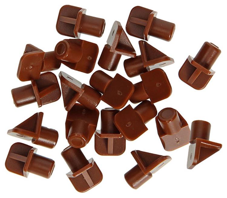 Mack 1015842 - 20 équerres d'étagère plastique marron ø 7 mm | 5 pièces