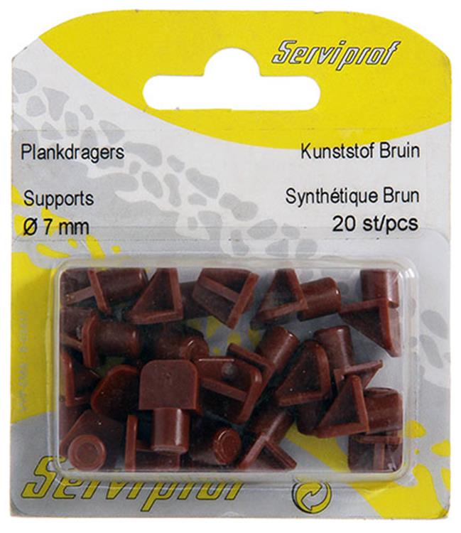 Mack 1015842 - 20 équerres d'étagère plastique marron ø 7 mm | 5 pièces