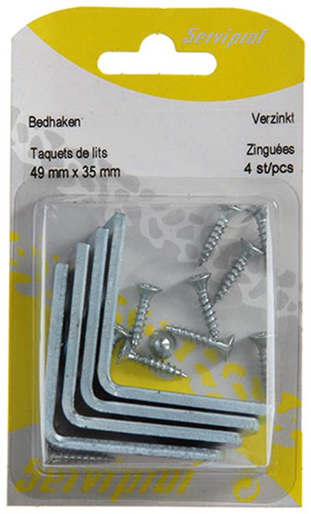 Mack 1013312 - 4 crochets de lit galvanisés 49 x 35 mm | 5 pièces