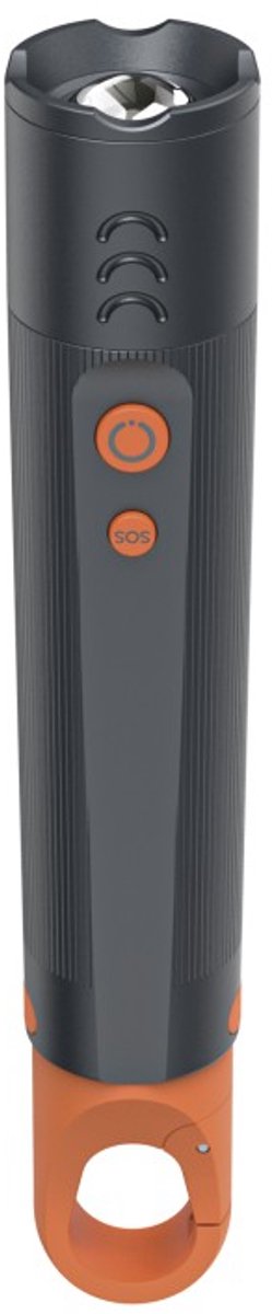 Lampe de poche Hama - flx350 - 350lm - incl. 3x piles AAA - aluminium - 4 positions + SOS - zoom - mousqueton - noir