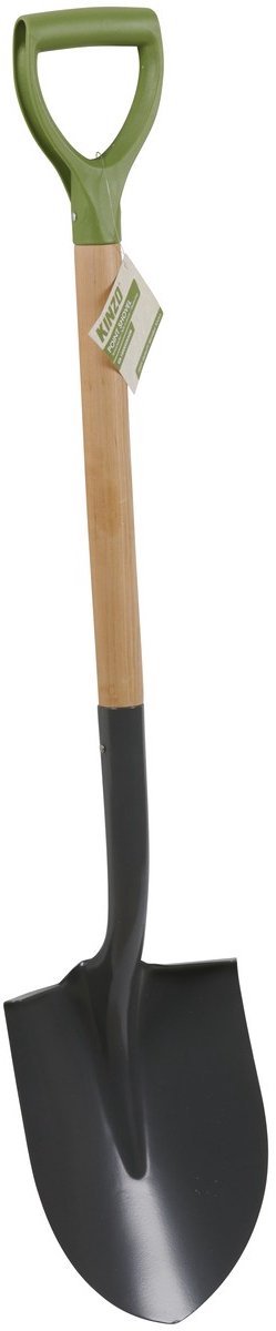 Kinzo pelle de jardin en métal 105 cm - pelle de jardin robuste avec manche en bois et manche en plastique - pelle pour les travaux de jardinage, pelle pour creuser, pelle pour le sol ou les racines des arbres