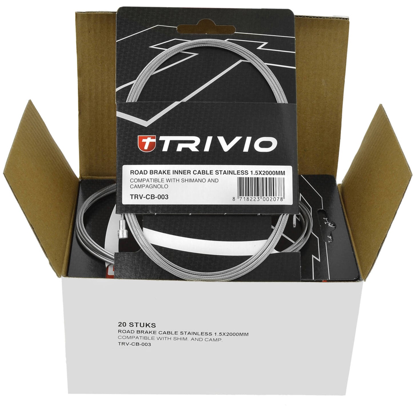 Trivio - câble intérieur de frein de course en acier inoxydable 1,5x2000mm - 20 pcs.