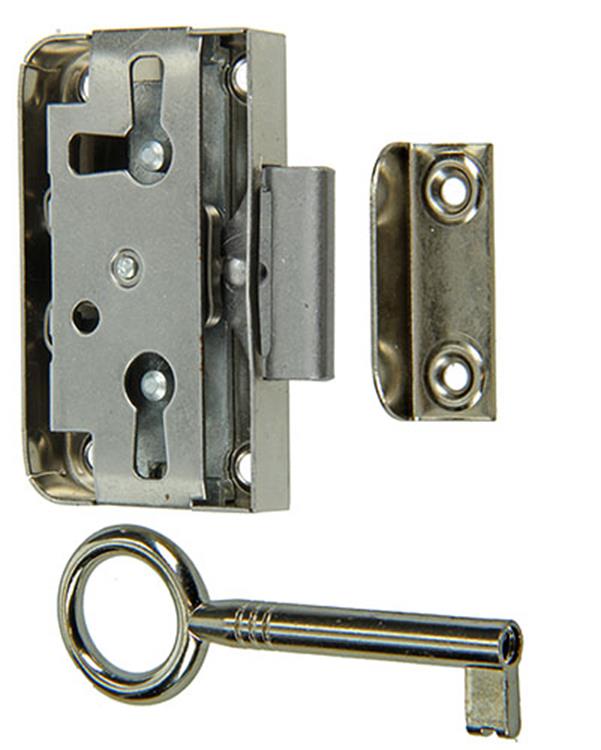 Mack 1015912 - 1 serrure de meuble en saillie nickelée 15mm | 5 pièces