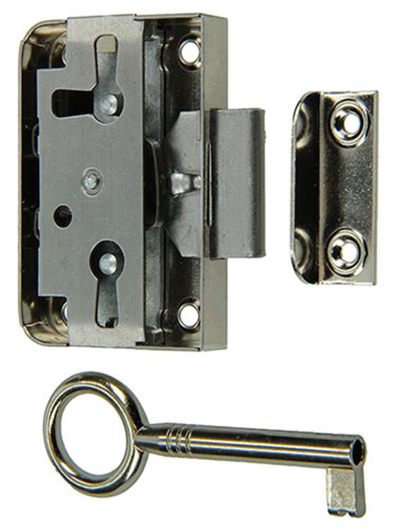 Mack 1015913 - 1 serrure de meuble en saillie nickelée 20mm | 5 pièces