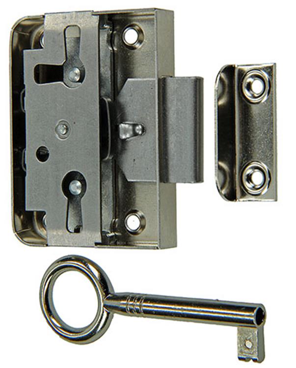 Mack 1015914 - 1 serrure de meuble en saillie nickelée 25mm | 5 pièces
