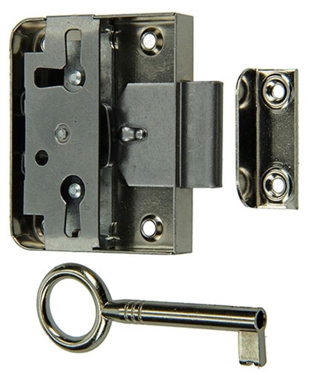Mack 1015915 - 1 serrure de meuble en saillie nickelée 30mm | 5 pièces