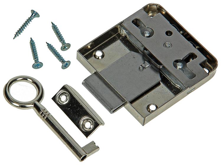 Mack 1013607 - 1 serrure de meuble en saillie nickelée 40mm | 5 pièces