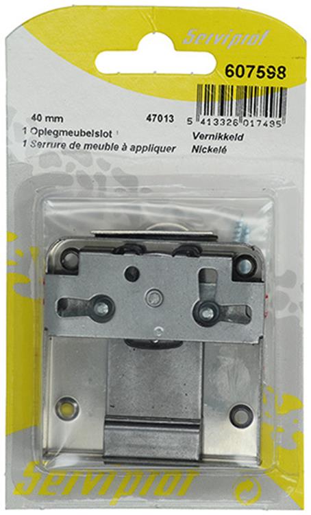 Mack 1013607 - 1 serrure de meuble en saillie nickelée 40mm | 5 pièces
