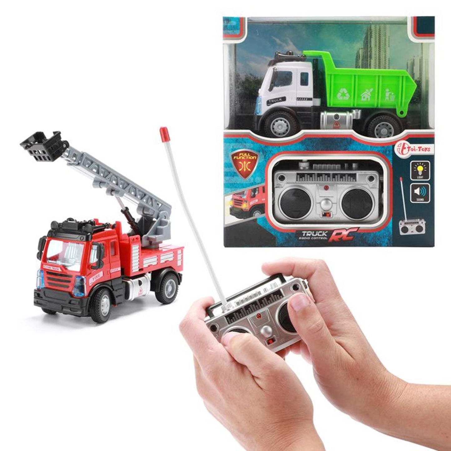 Toi-toys toi jouets mini camion poubelle pompiers rc