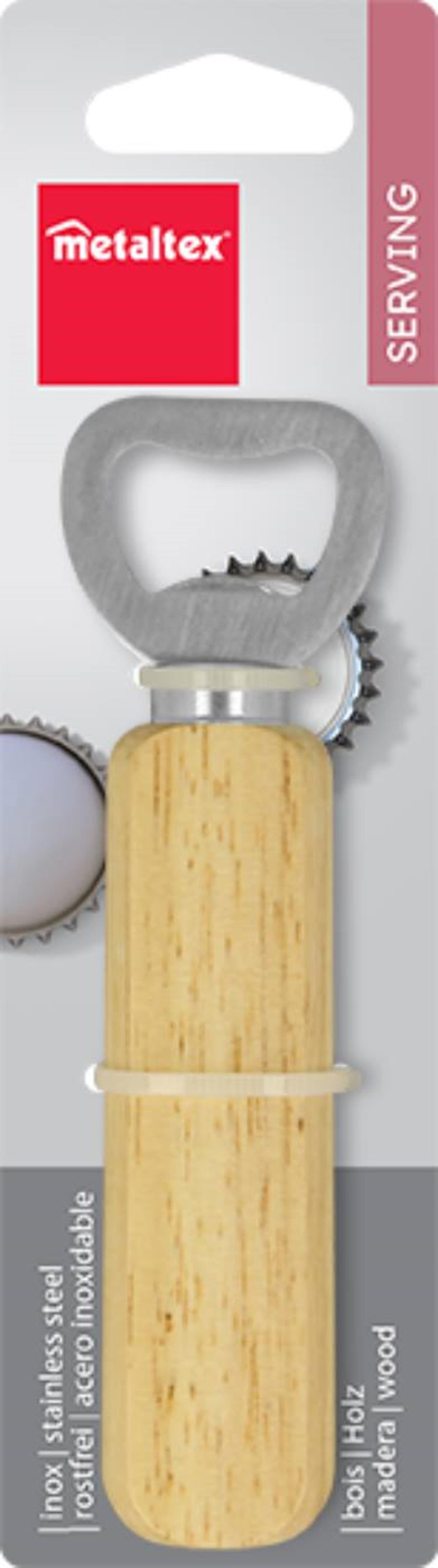Ouvre-bouteille Metaltex en acier inoxydable avec manche en bois