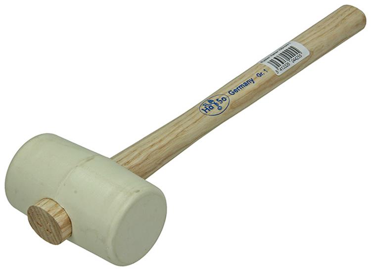 1011131 - marteau en caoutchouc blanc, manche en frêne réf. 1 90x55mm 300gr | 3 pièces
