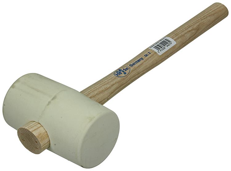 1011133 - marteau en caoutchouc blanc, manche en frêne réf. 3 127x75mm 720gr | 3 pièces