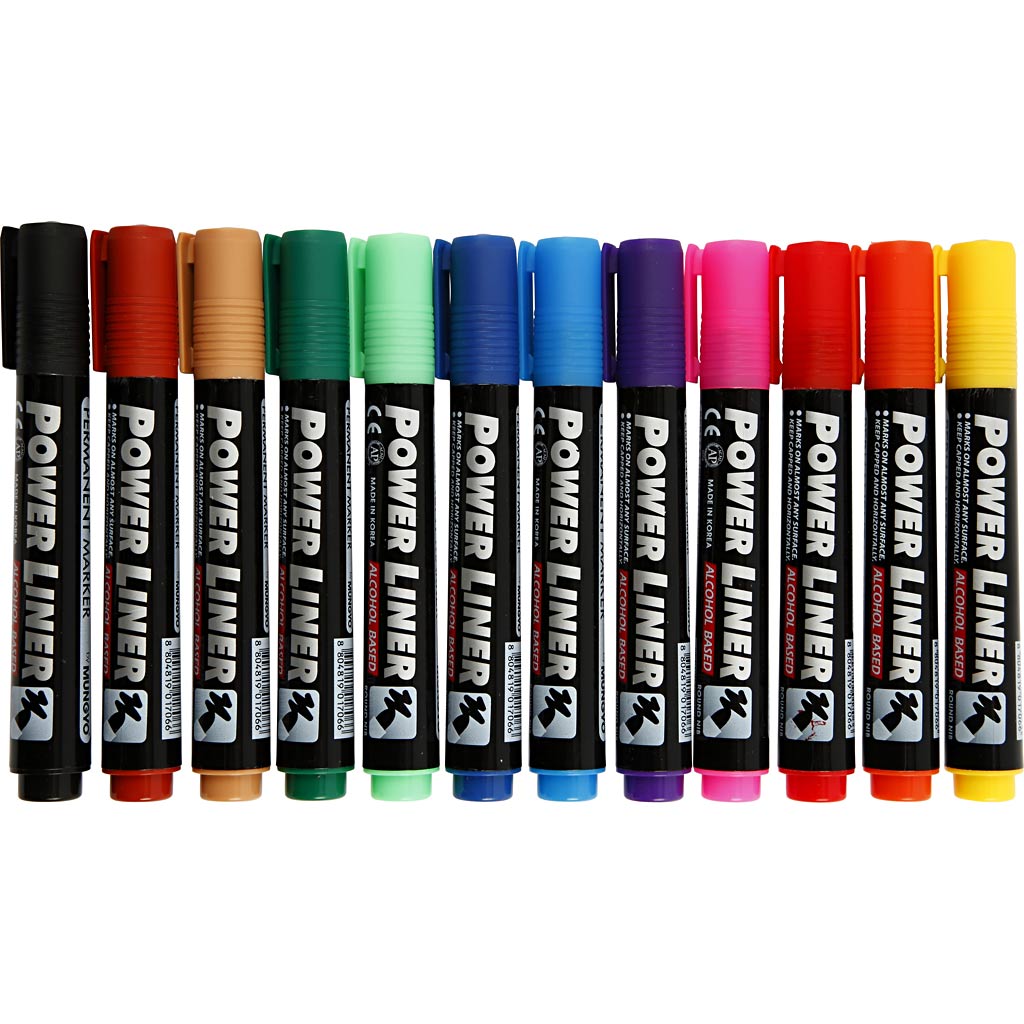 Mungyo power liner, épaisseur de trait 1,5-3 mm, différentes couleurs, 12 pièces 1 boîte