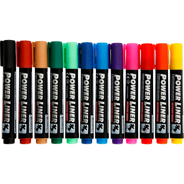Mungyo power liner, épaisseur de trait 1,5-3 mm, différentes couleurs, 12 pièces 1 boîte