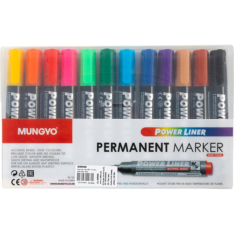 Mungyo power liner, épaisseur de trait 1,5-3 mm, différentes couleurs, 12 pièces 1 boîte