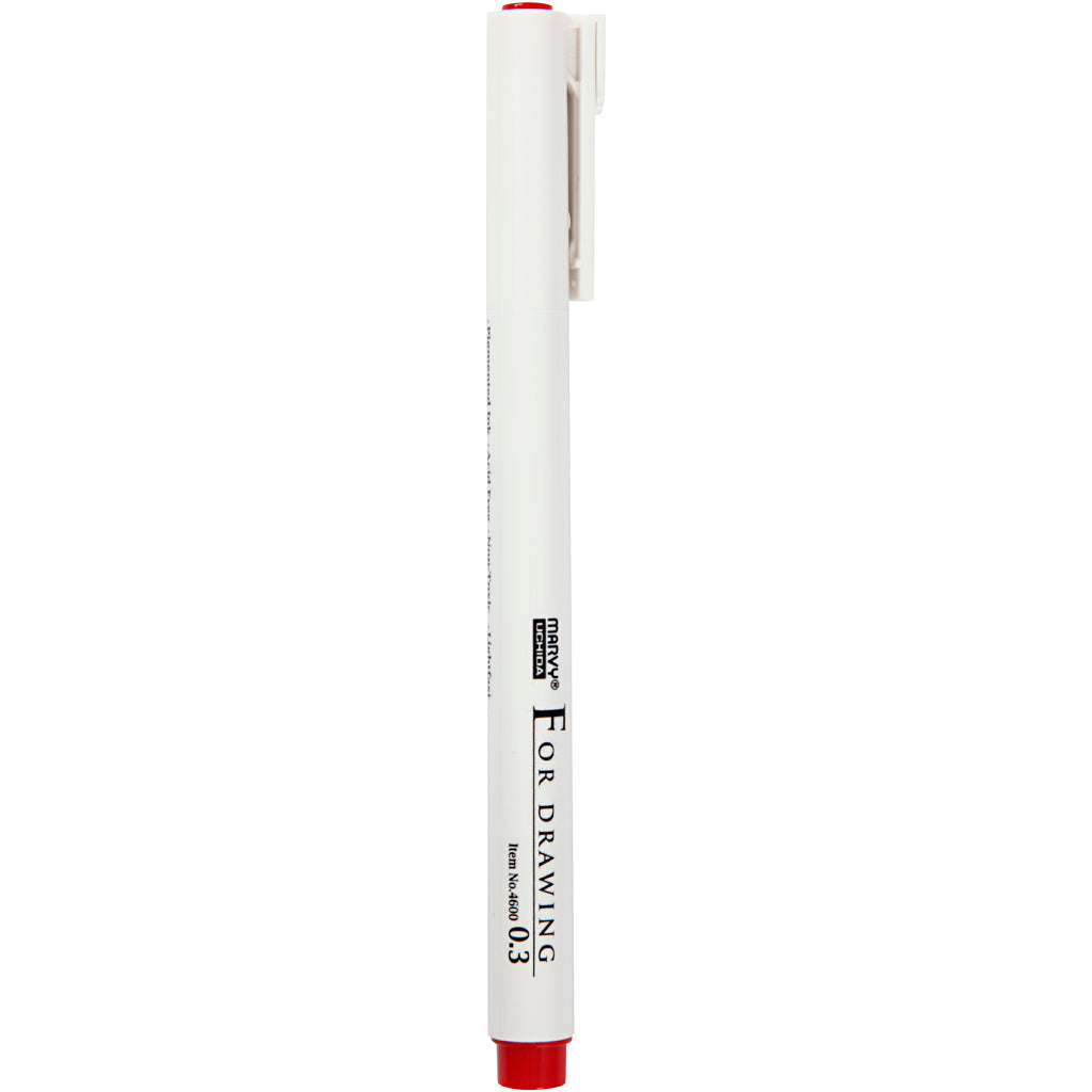 Stylo de dessin du médaillon, épaisseur de ligne 0,3 mm, rouge, 1 pièce