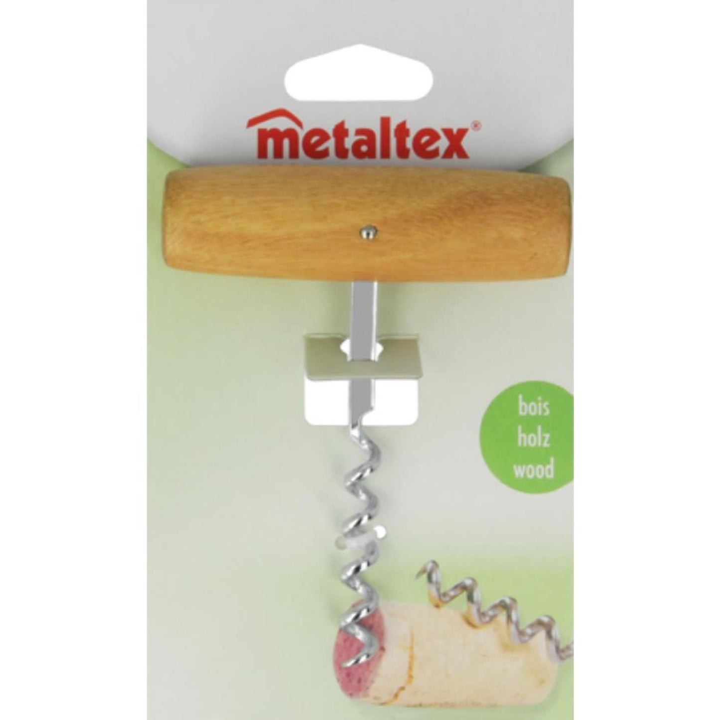 Tire-bouchon Metaltex bois acier inoxydable 10,5cm