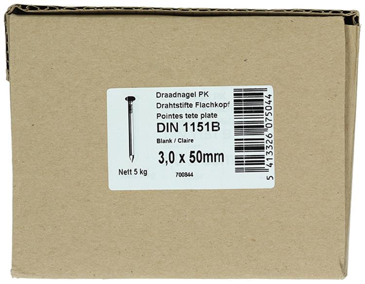 1015643 - carton 5 kg. clous tête plate 3,0x50 mm | 2 pièces