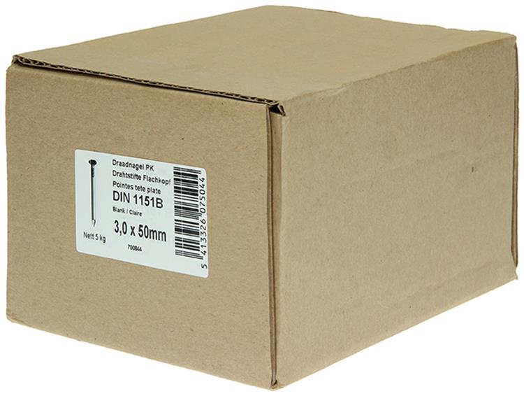 1015643 - carton 5 kg. clous tête plate 3,0x50 mm | 2 pièces