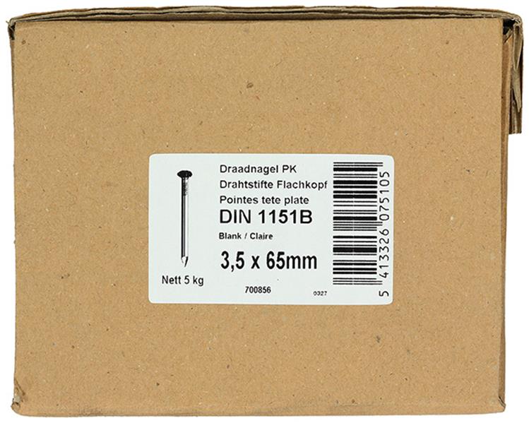 1015648 - carton 5 kg. clous tête plate 3,5x65 mm | 2 pièces