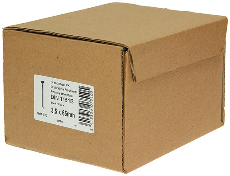 1015648 - carton 5 kg. clous tête plate 3,5x65 mm | 2 pièces