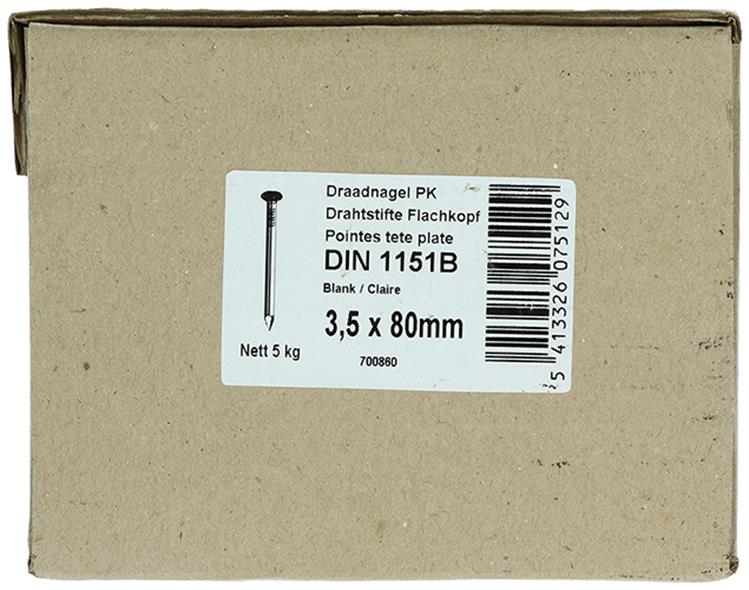 1015650 - carton 5 kg. clous tête plate 3,5x80 mm | 2 pièces