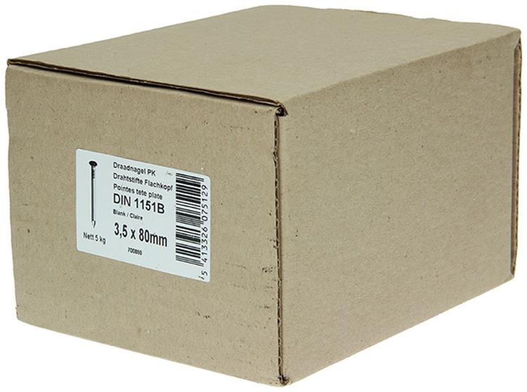 1015650 - carton 5 kg. clous tête plate 3,5x80 mm | 2 pièces