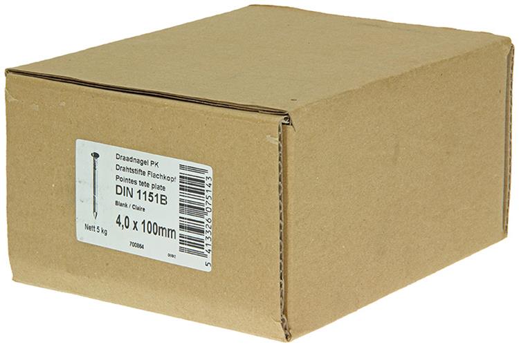 1015652 - carton 5 kg. clous tête plate 4,0x100 mm | 2 pièces