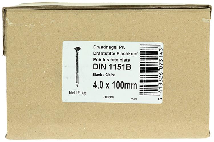 1015652 - carton 5 kg. clous tête plate 4,0x100 mm | 2 pièces