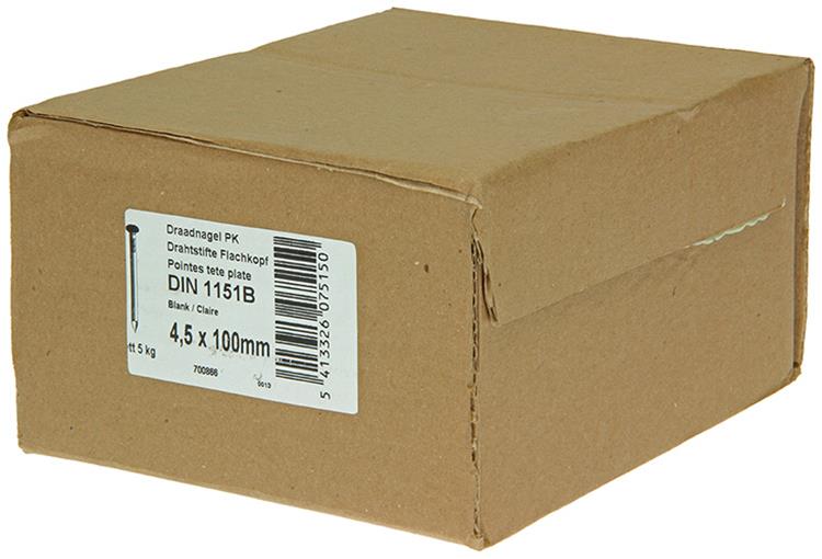 1015653 - carton 5 kg. clous tête plate 4,5x100 mm | 2 pièces