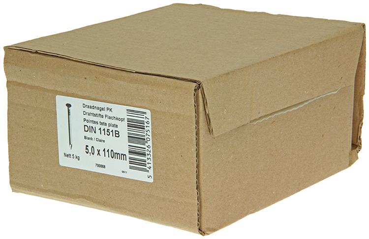 1015654 - carton 5 kg. clous tête plate 5,0x110 mm | 2 pièces
