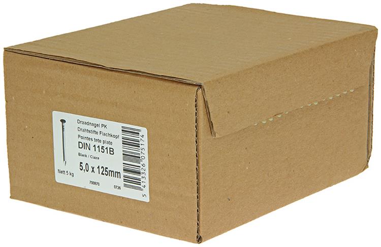 1015655 - carton 5 kg. clous tête plate 5,0x125 mm | 2 pièces