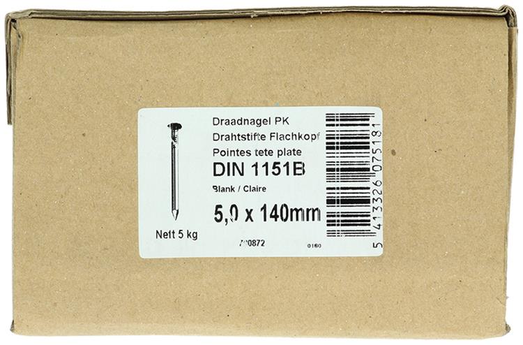 1015656 - carton 5 kg. clous tête plate 5,0x140 mm | 2 pièces