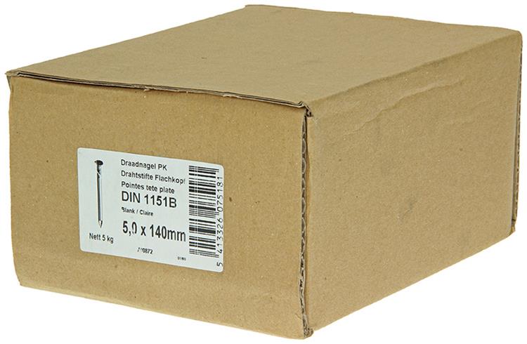 1015656 - carton 5 kg. clous tête plate 5,0x140 mm | 2 pièces