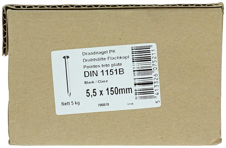 1015659 - carton 5 kg. clous tête plate 5,5x150 mm | 2 pièces