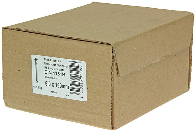 1015660 - carton 5 kg. clous tête plate 6,0x160 mm | 2 pièces