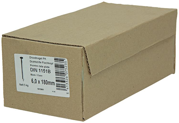 1015661 - carton 5 kg. clous tête plate 6,0x180 mm | 2 pièces